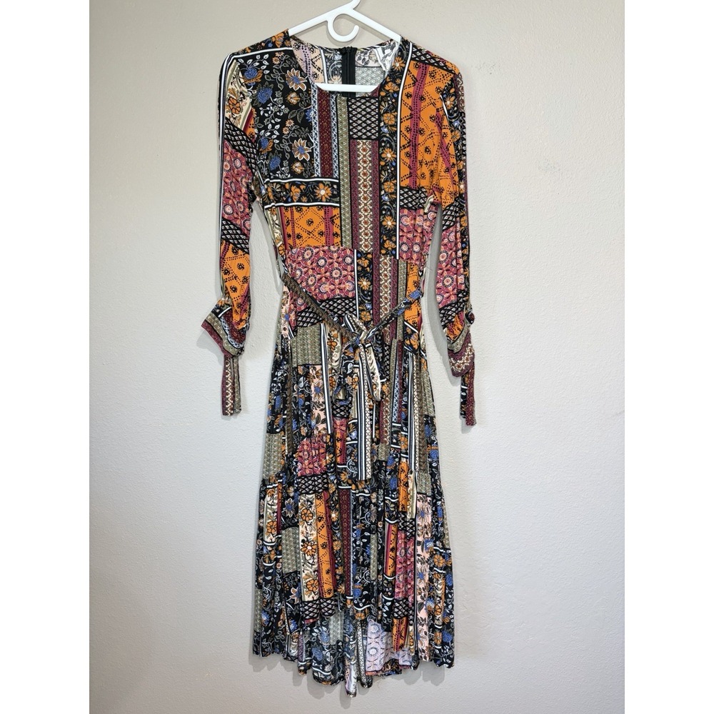 Anthropologie Jaase Patchwork Print Boho Dress Small Festival Cottage Tiered